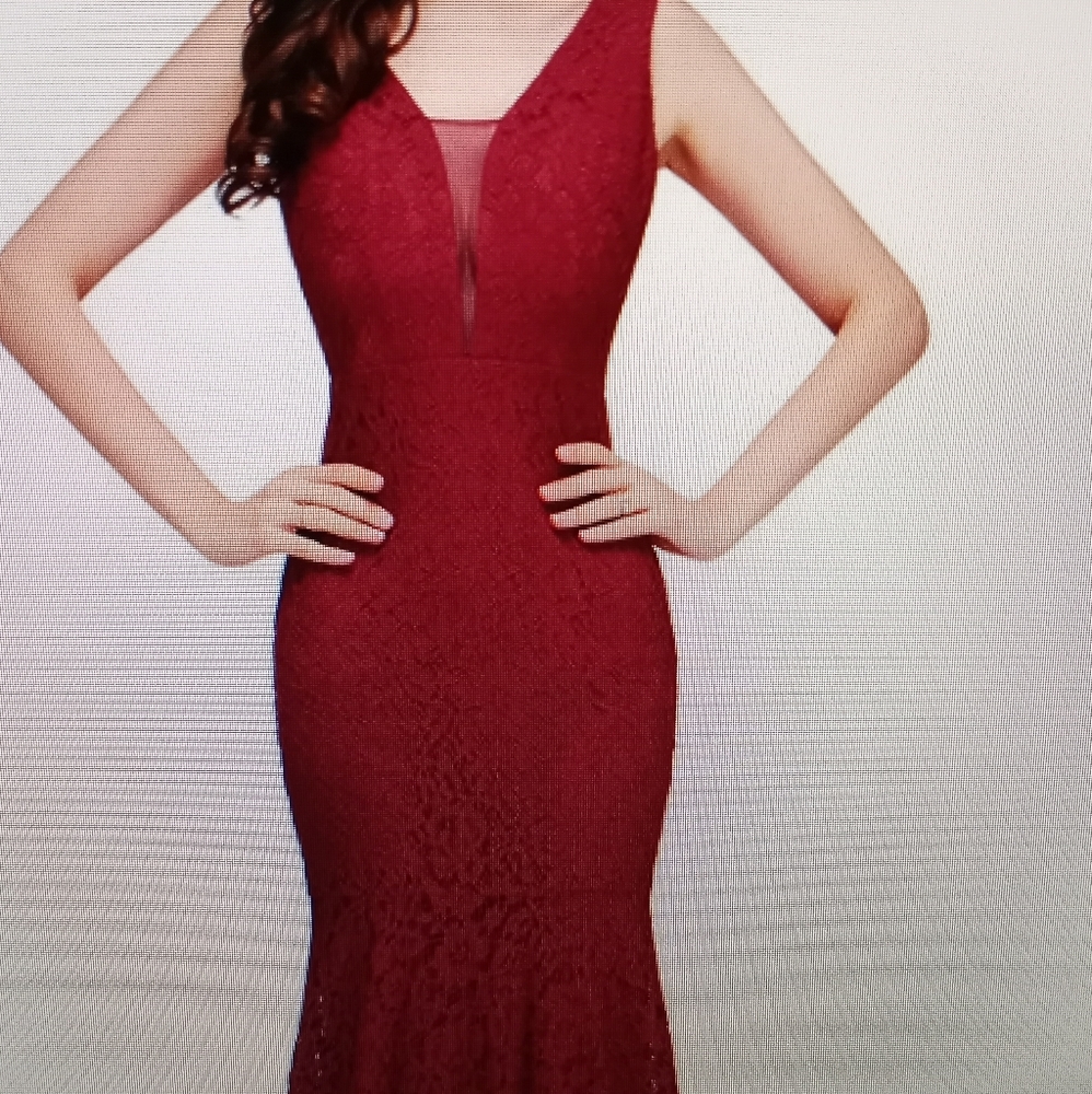 Beautiful Burgundy Lace Formal Gown